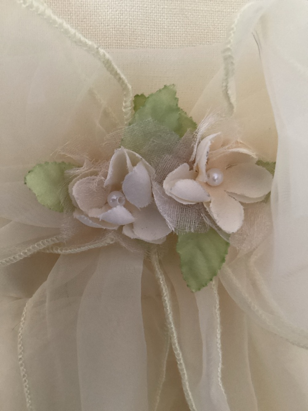Girls' Cream Yellow Floral Tulle Party Dress - Picture 3 of 4